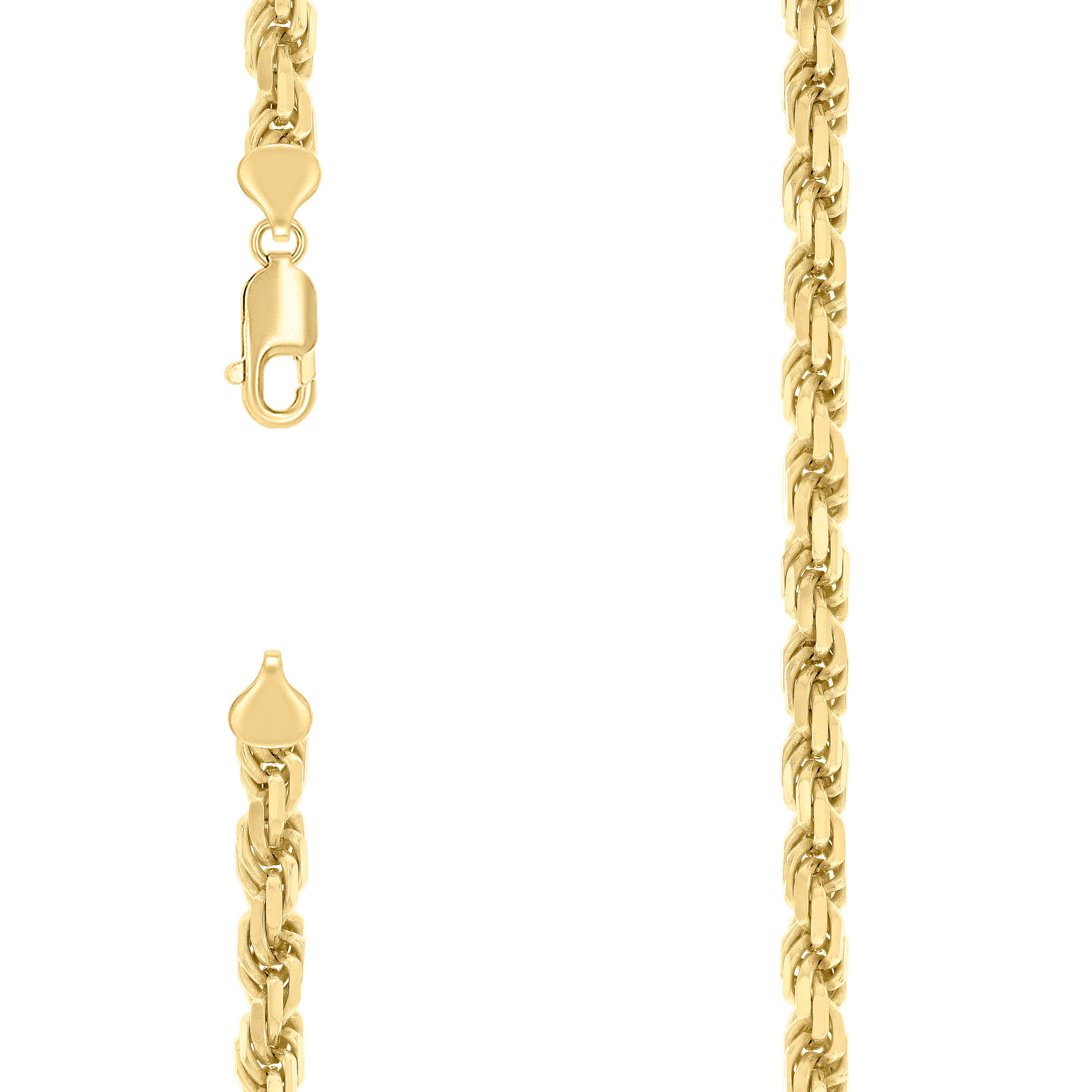 925 Sterling Silver Solid Rope Chain Yellow 150 7mm-24
