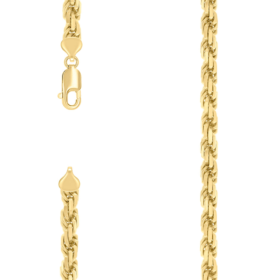 925 Sterling Silver Solid Rope Chain Yellow 150 7mm-18" - SLV-140203