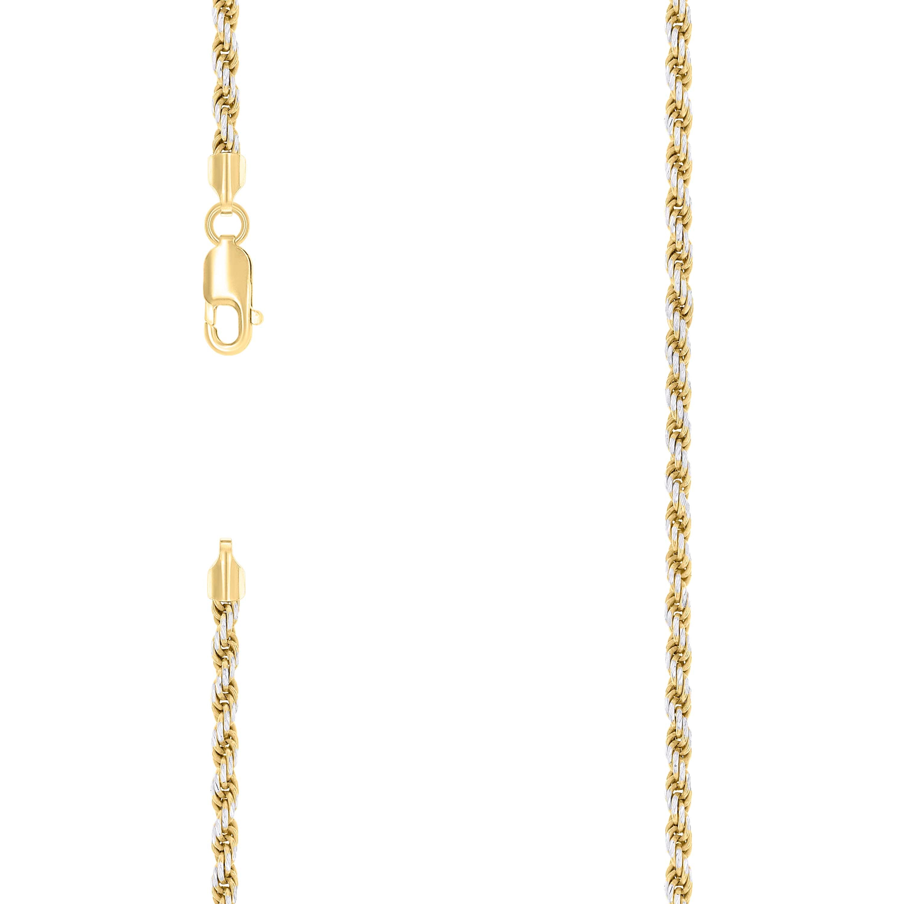 925 Sterling Silver Solid Rope Chain Two Tone 050 2.5mm-9