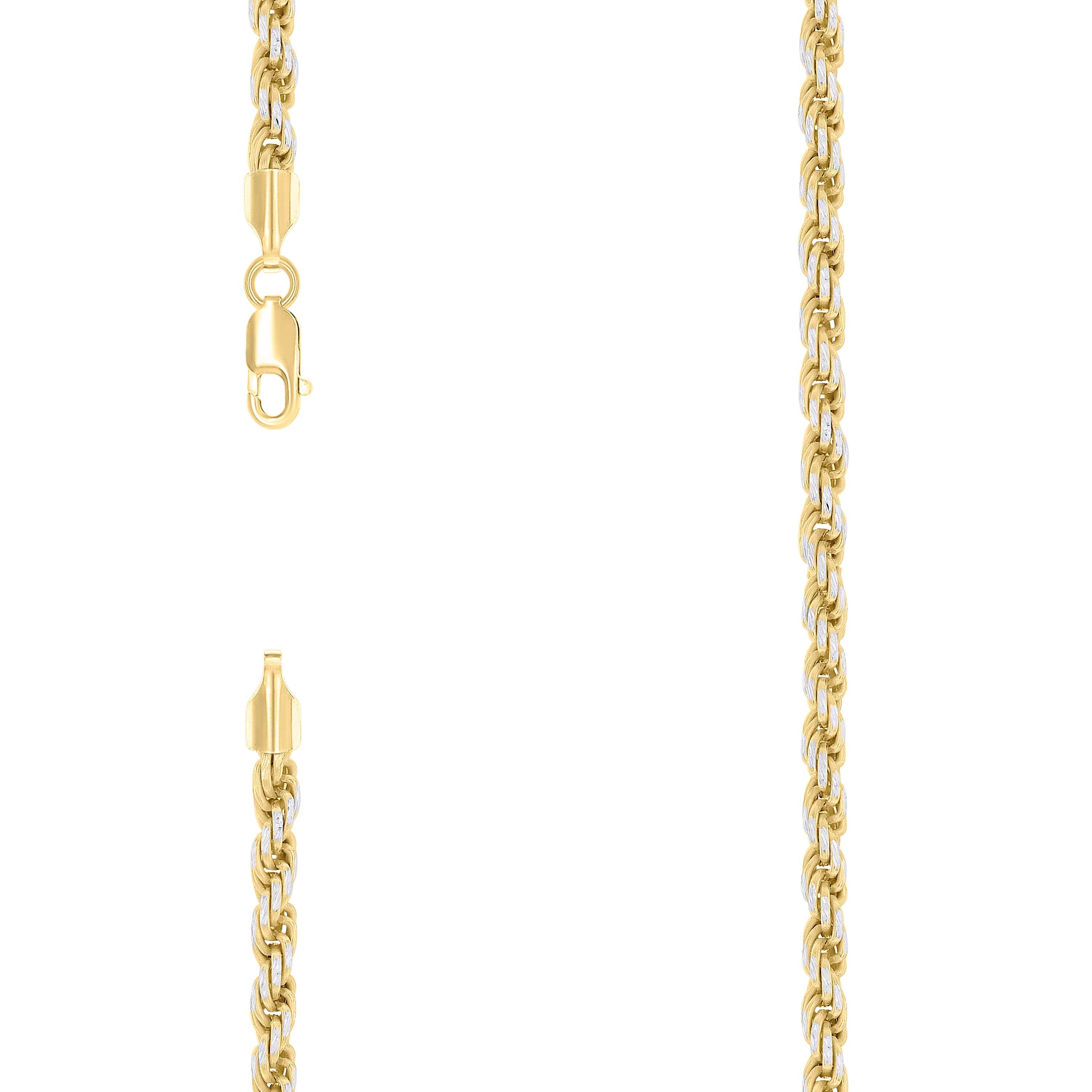 925 Sterling Silver Solid Rope Chain Two Tone 080 4mm-16