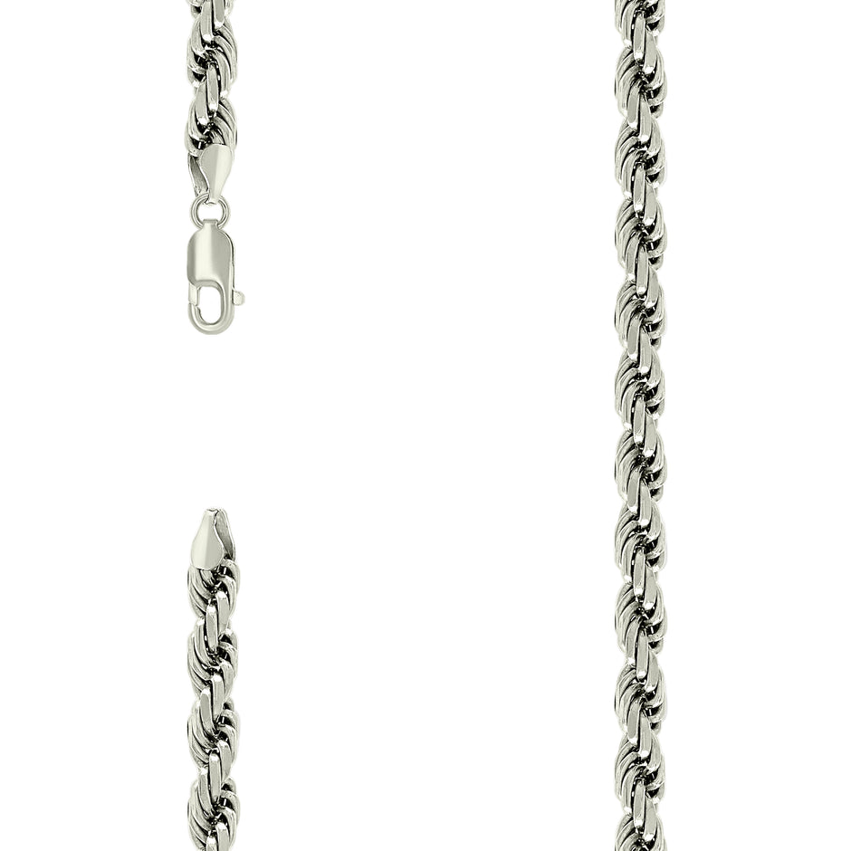 925 Sterling Silver Solid Rope Chain Silver 150 7mm-18" - SLV-140236