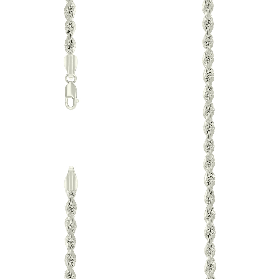 925 Sterling Silver Hollow Rope Chain Silver 060 3mm-24" - SLV-140297