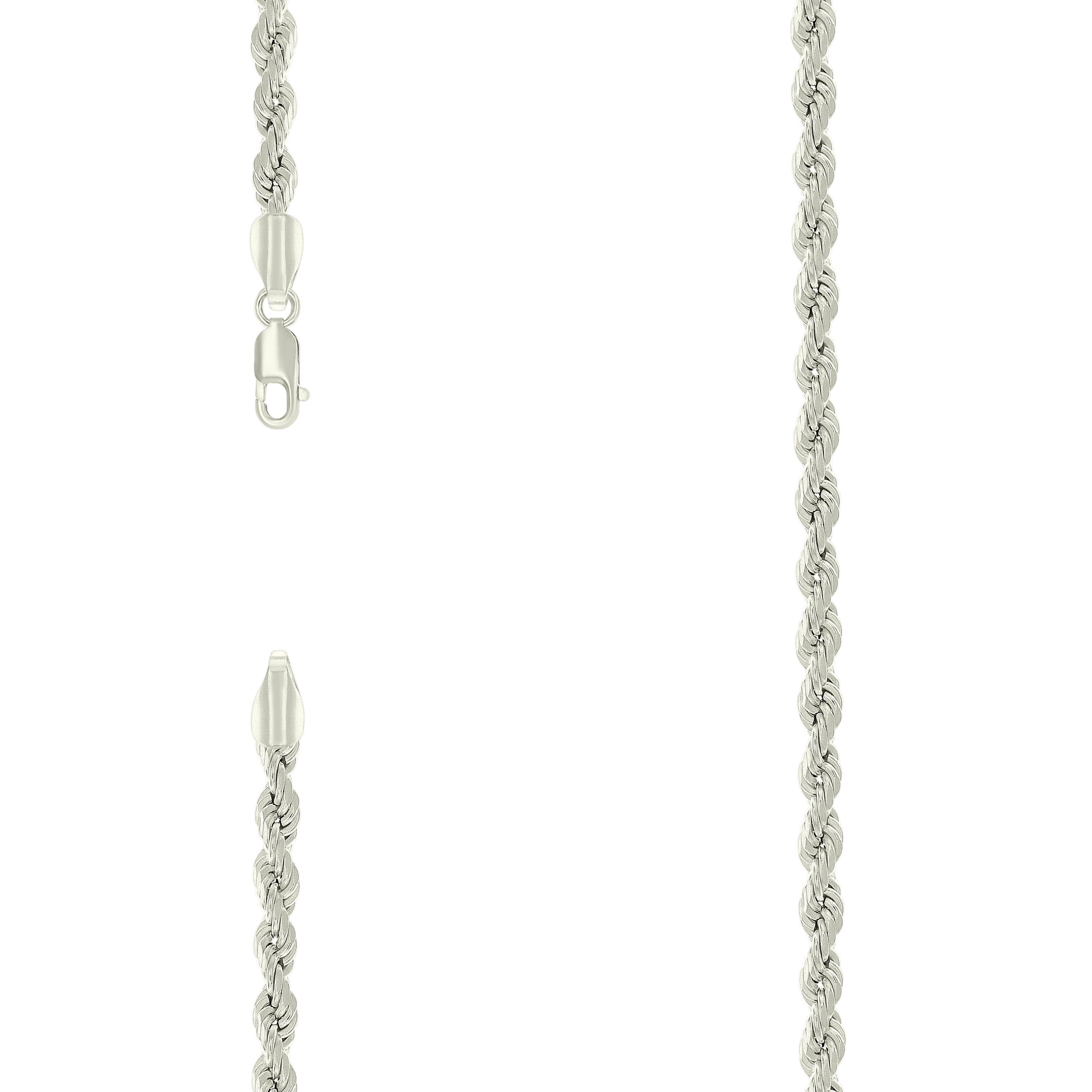 925 Sterling Silver Hollow Rope Chain Silver 060 3mm-18