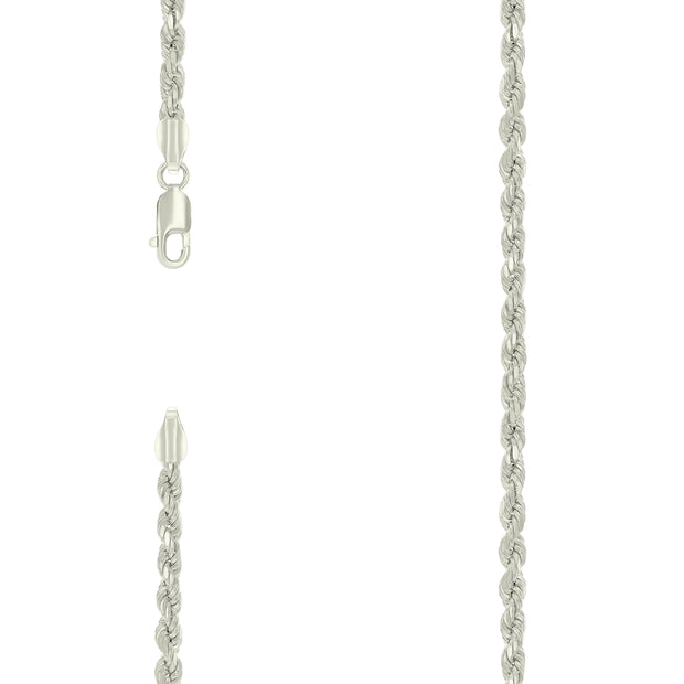 925 Sterling Silver Hollow Rope Chain Silver 070 3.5mm-7"