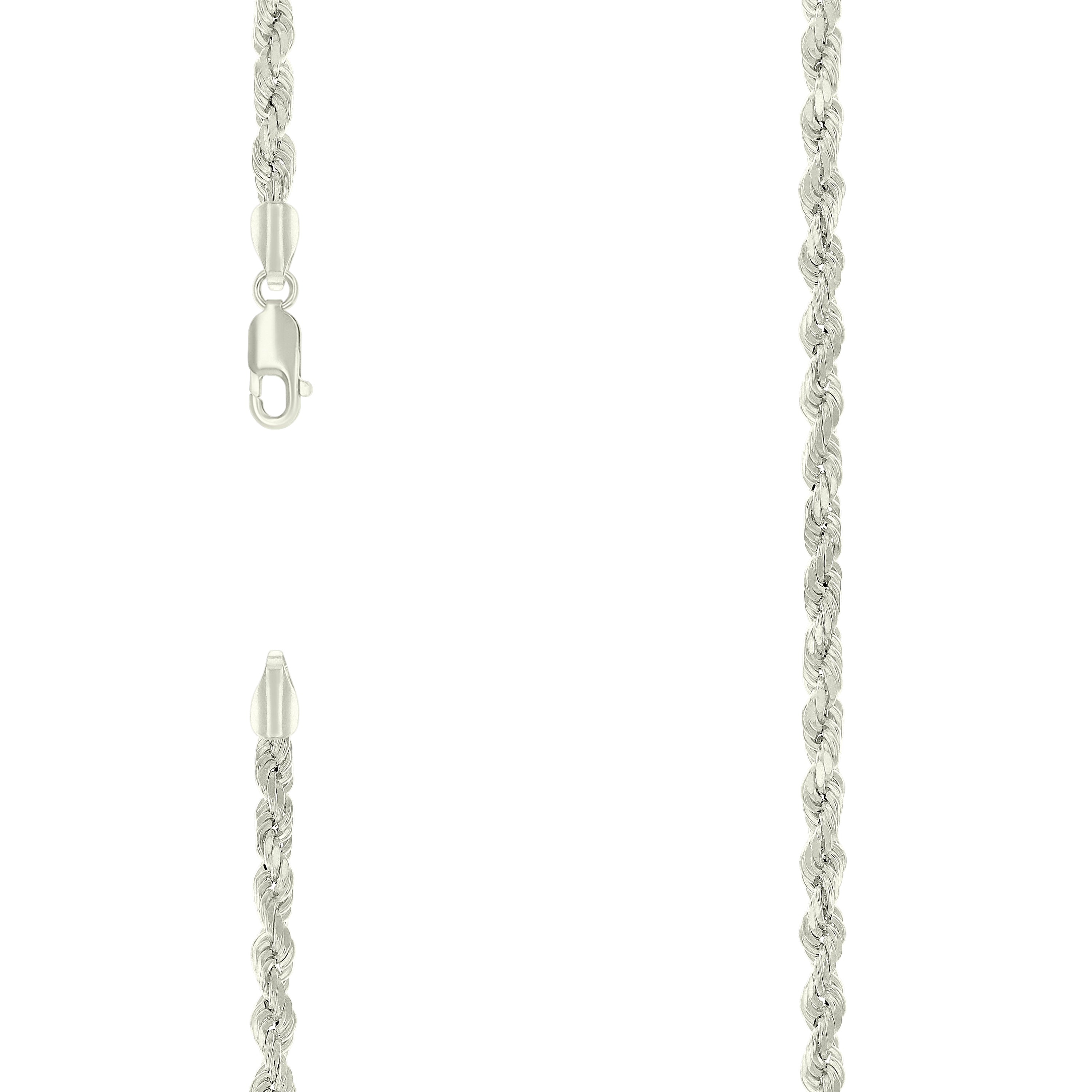 925 Sterling Silver Hollow Rope Chain Silver 080 4mm-9