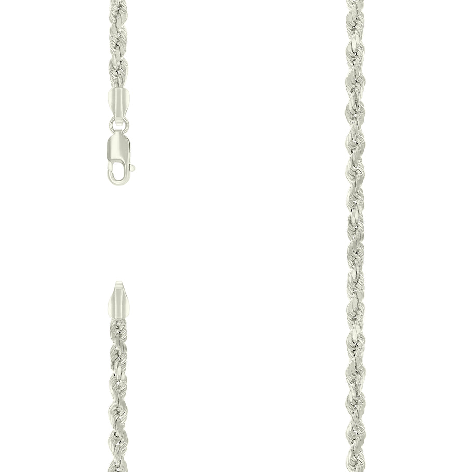 925 Sterling Silver Hollow Rope Chain Silver 080 4mm-16" - SLV-140311