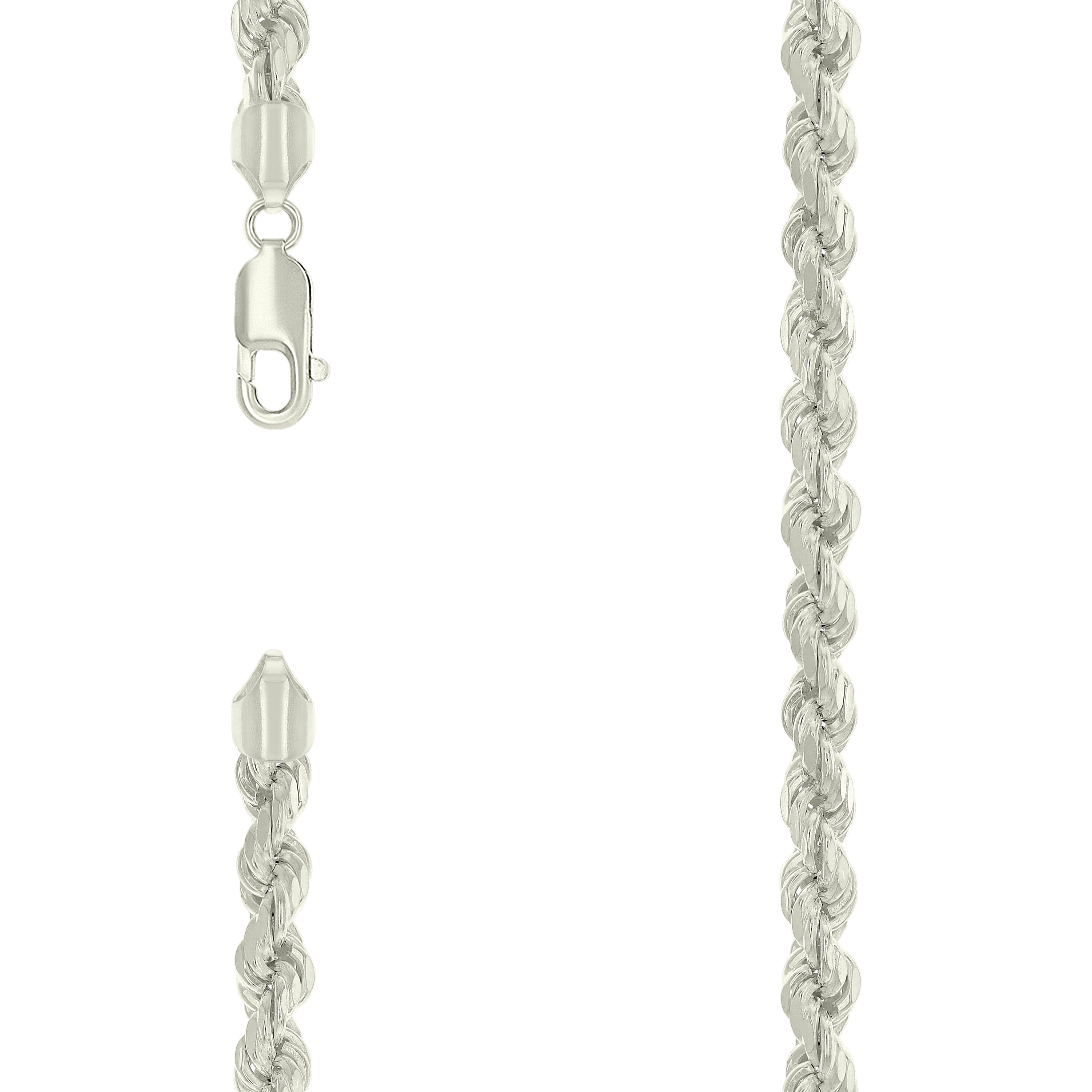 925 Sterling Silver Hollow Rope Chain Silver 120 5.3mm-8