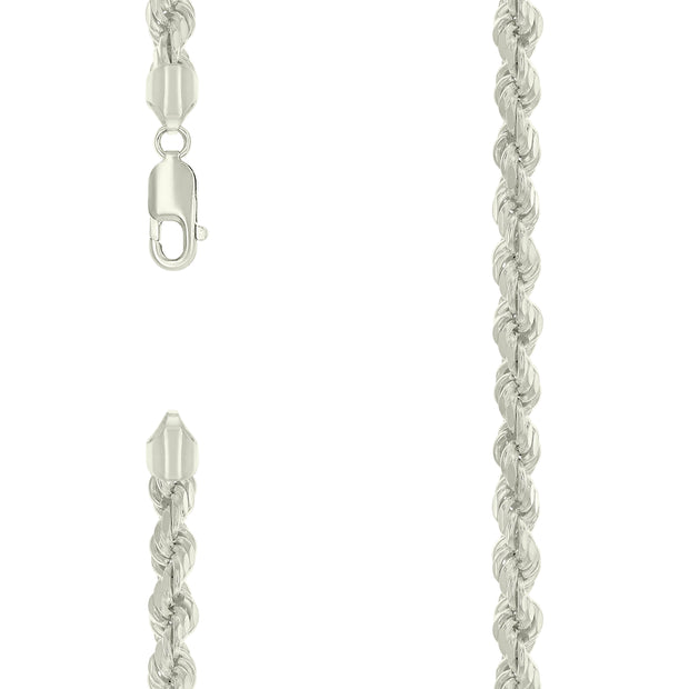 925 Sterling Silver Hollow Rope Chain Silver 120 5.3mm-8"