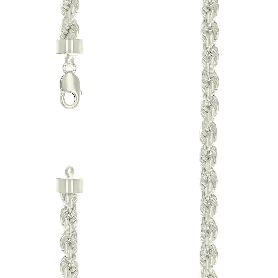 925 Sterling Silver Hollow Rope Chain Silver 150 7.5mm-20" - SLV-140337