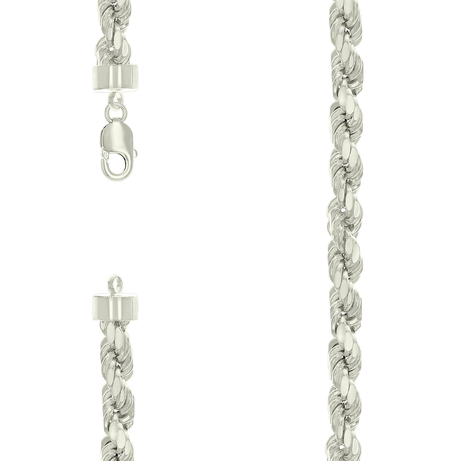 925 Sterling Silver Hollow Rope Chain Silver 170 8.2mm-26" - SLV-140347