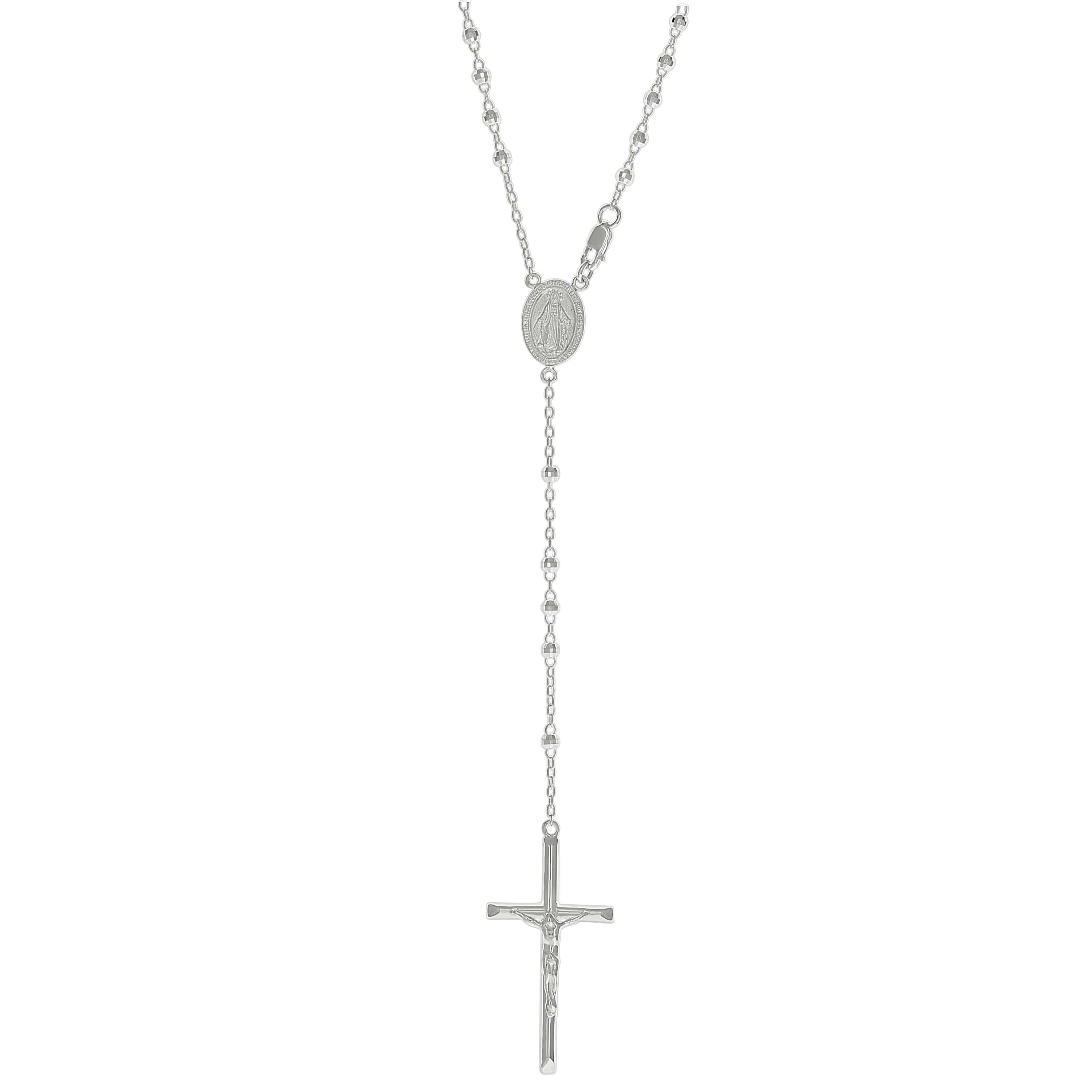 925 Sterling Silver Unisex Rosary Necklace 3mm Size 20 Inches - SLV-140649