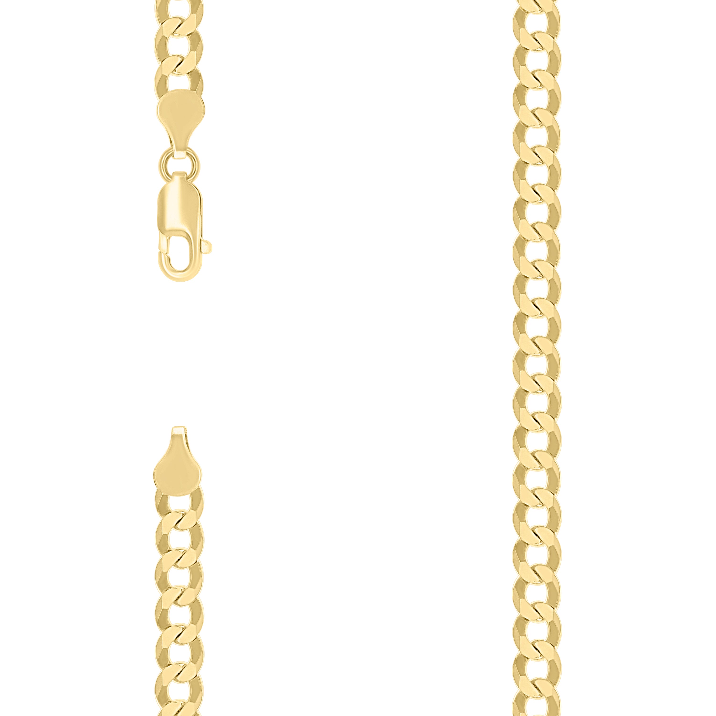 925 Sterling Silver Solid Super Flat Cuban Chain Yellow 160 6mm-26 - SLV-134960