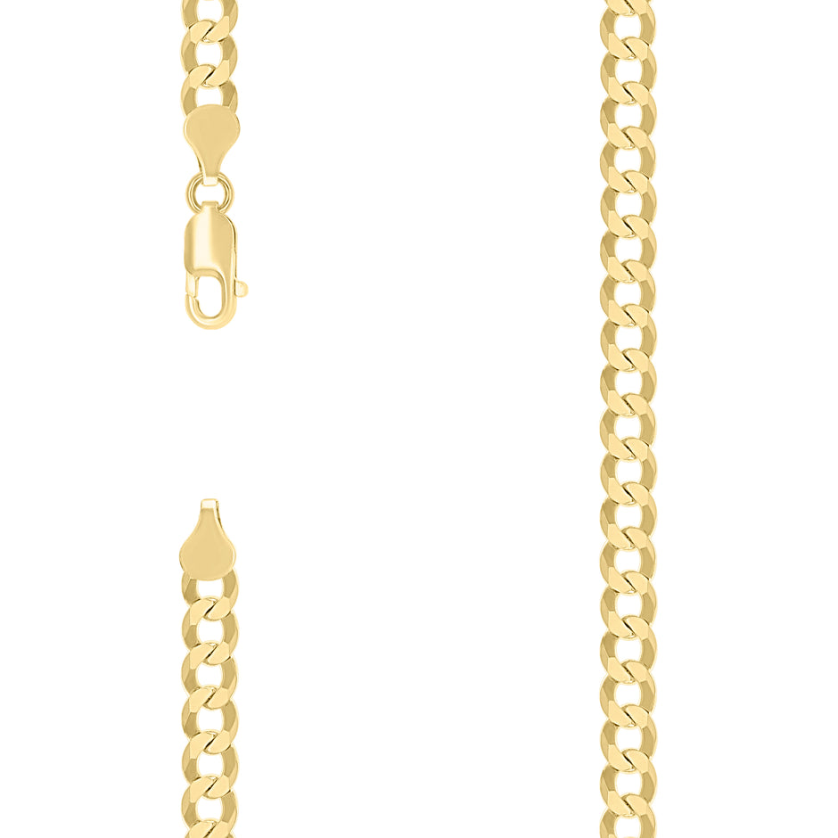 925 Sterling Silver Solid Super Flat Cuban Chain Yellow 160 6mm-24 - SLV-134959