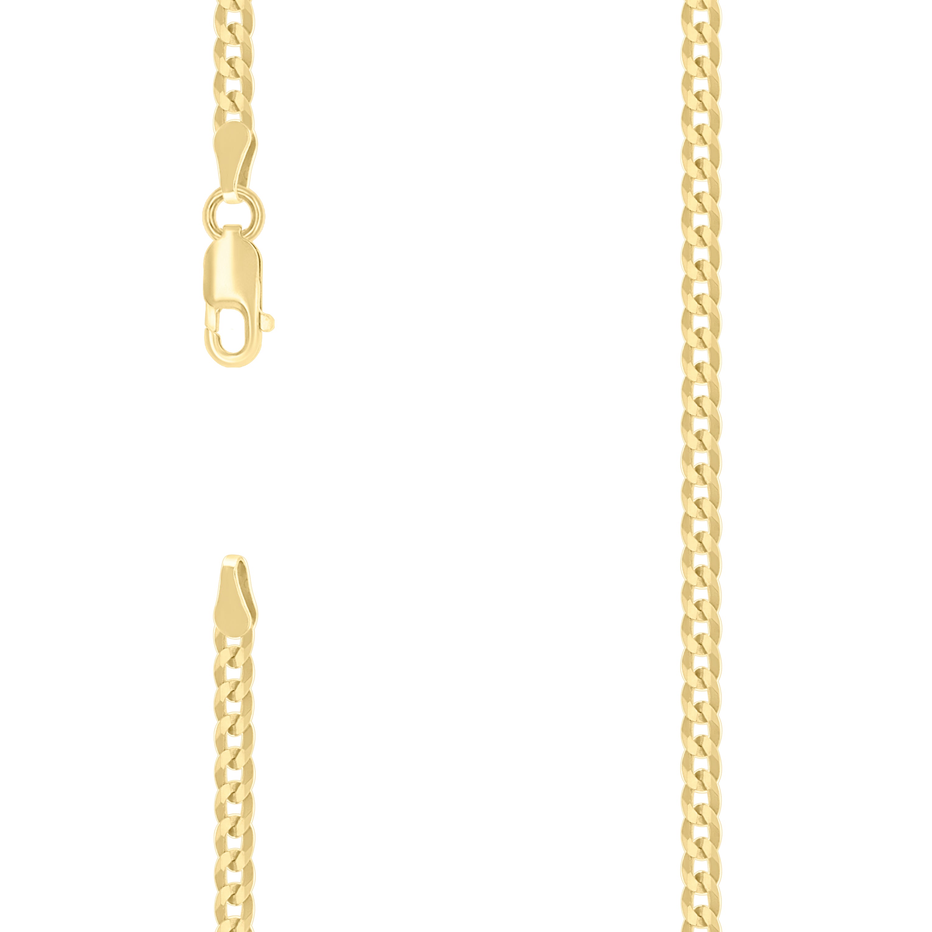 925 Silver Solid Super Flat Cuban Chain Yellow 2.8mm