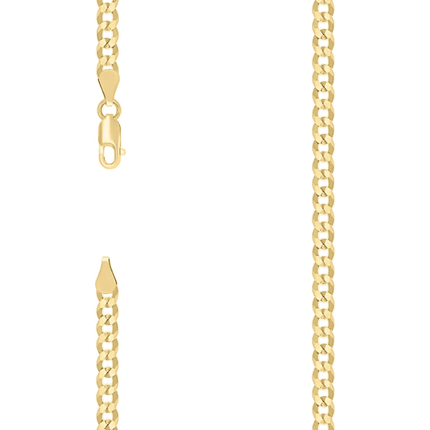 925 Sterling Silver Solid Super Flat Cuban Chain Yellow 100 3.7mm-7