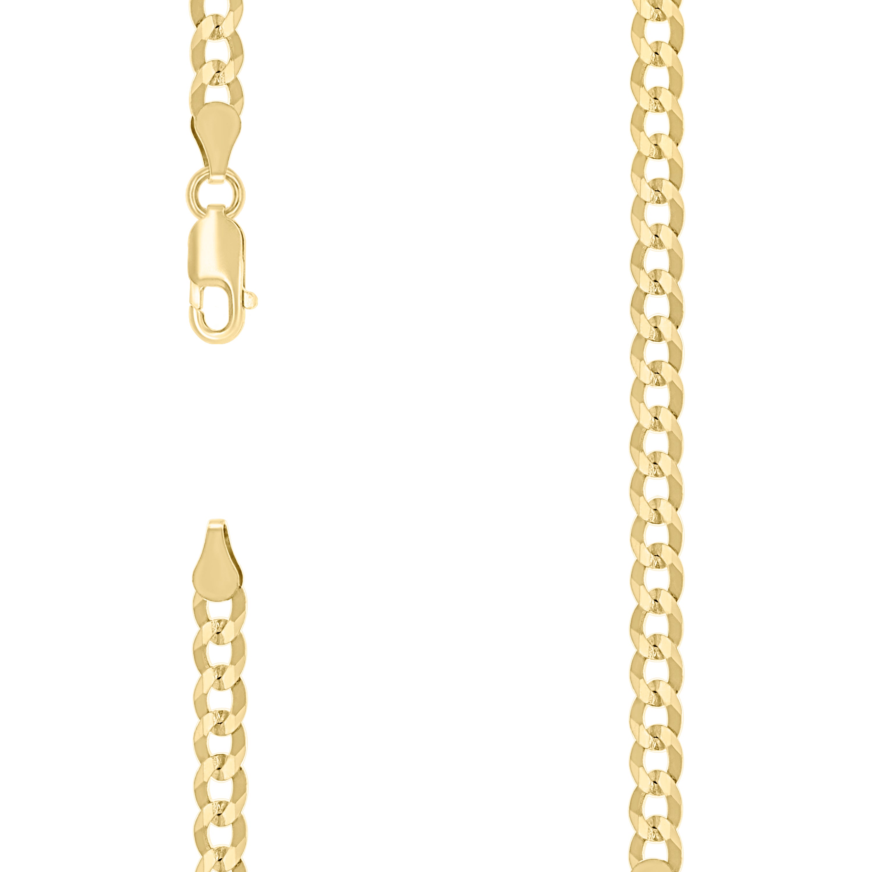 925 Sterling Silver Solid Super Flat Cuban Chain Yellow 120 4.2mm-8 - SLV-140591
