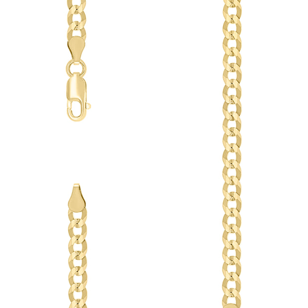 925 Sterling Silver Solid Super Flat Cuban Chain Yellow 120 4.2mm-7