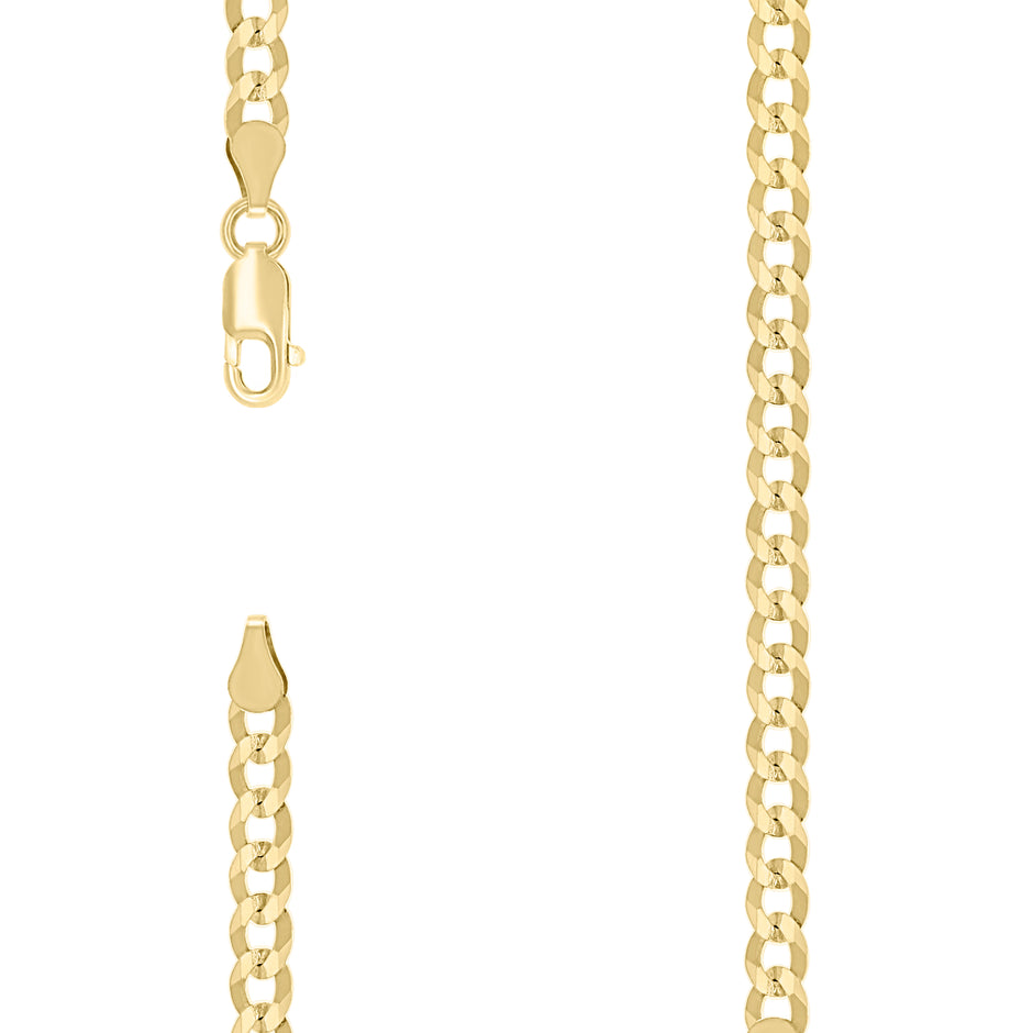 925 Silver Solid Super Flat Cuban Chain Yellow 4.2mm