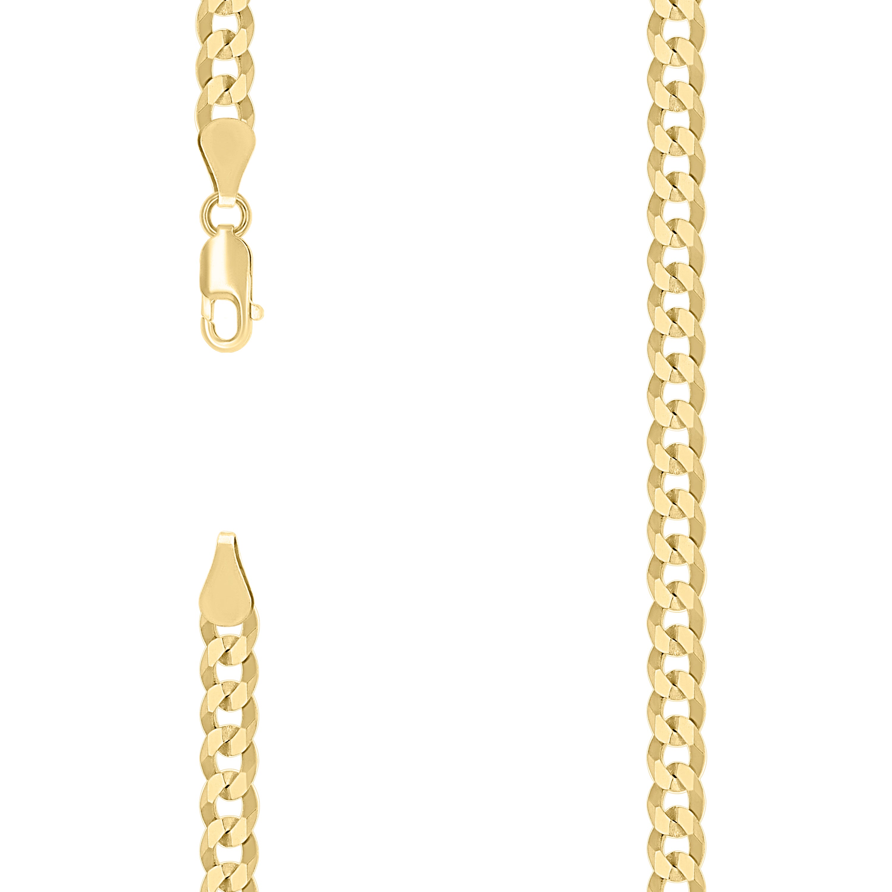 925 Sterling Silver Solid Super Flat Cuban Chain Yellow 150 5.2mm-16 - SLV-140602