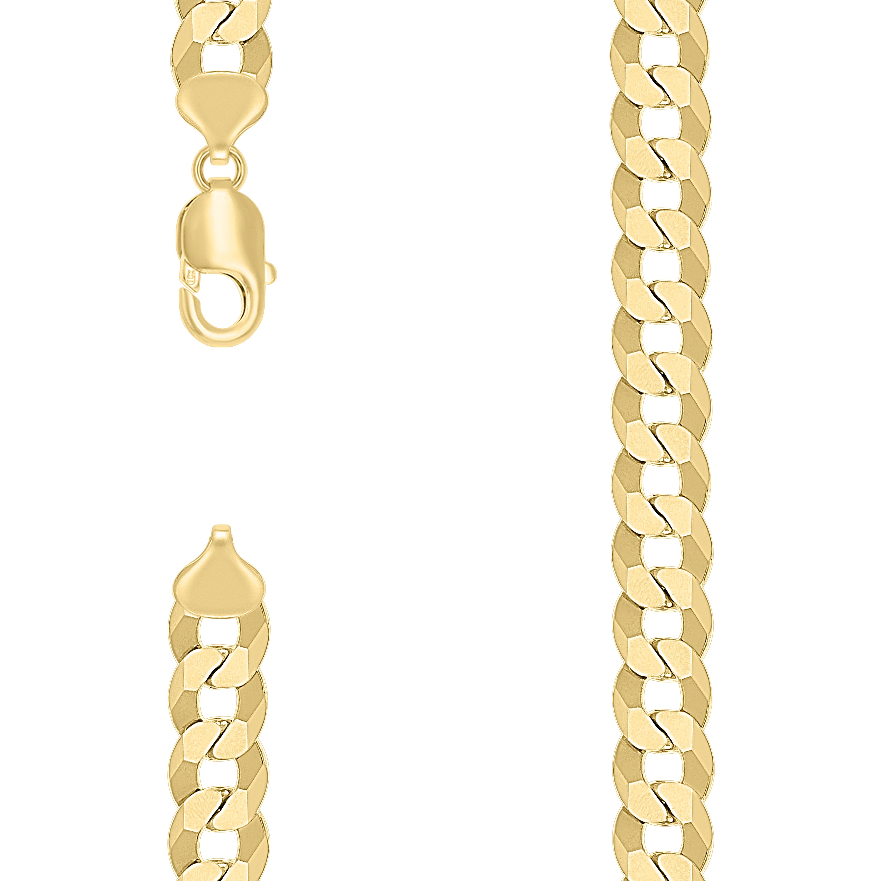 925 Sterling Silver Solid Super Flat Cuban Chain Yellow 300 10.5mm-28 - SLV-140640