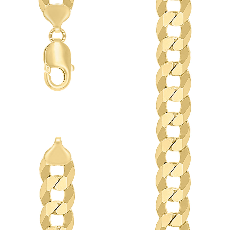 925 Sterling Silver Solid Super Flat Cuban Chain Yellow 350 12.5mm-24 - SLV-140646
