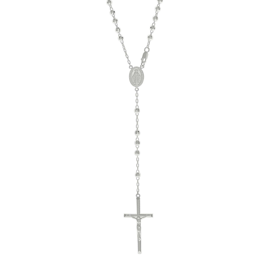 925 Sterling Silver Unisex Rosary Necklace 4mm Size 24 Inches - SLV-140655
