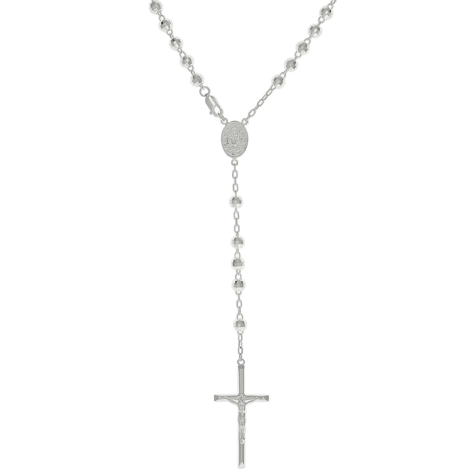 925 Sterling Silver Unisex Rosary Necklace 5mm Size 22 Inches - SLV-140657