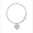 925 Sterling Silver Womens Heart Charm Beaded Bracelet Size 7 Inches