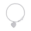 925 Sterling Silver Womens Heart Charm Beaded Bracelet Size 7 Inches