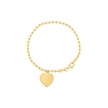 925 Sterling Silver Yellow-tone Womens Heart Charm Beaded Bracelet Size 7 Inches
