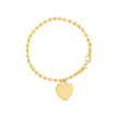 925 Sterling Silver Yellow-tone Womens Heart Charm Beaded Bracelet Size 7.5 Inches