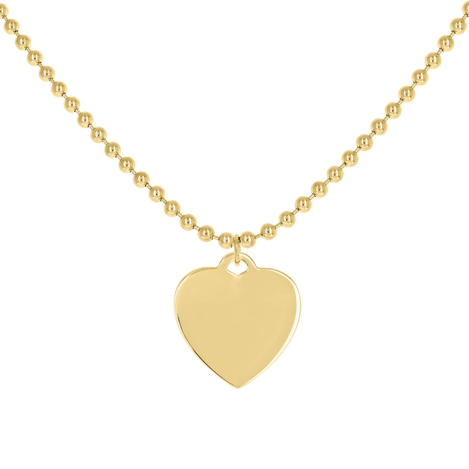 925 Sterling Silver Yellow-tone Womens Heart Charm Beaded Necklace Size 20 Inches