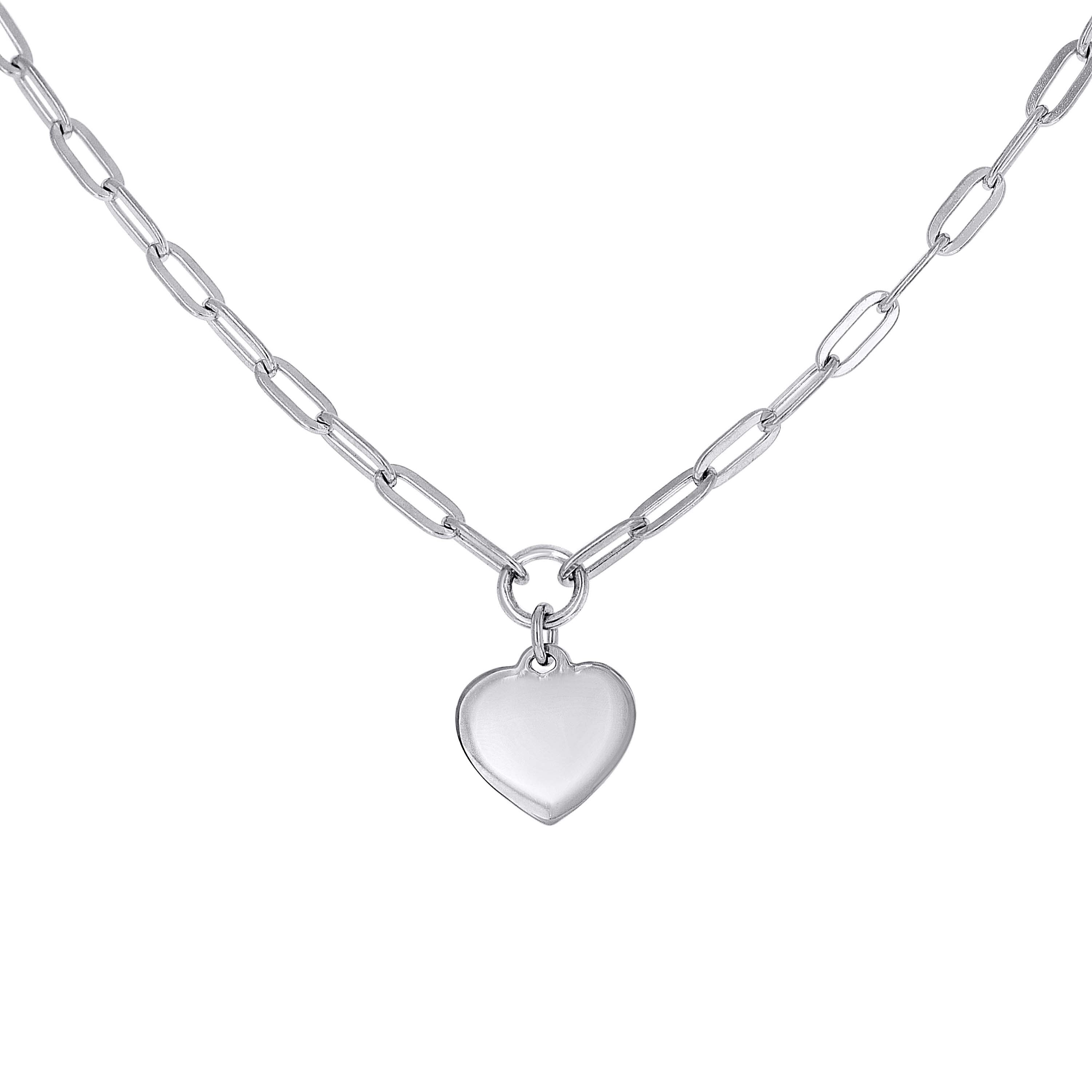 925 Sterling Silver Womens Heart Charm Necklace 16 Inches