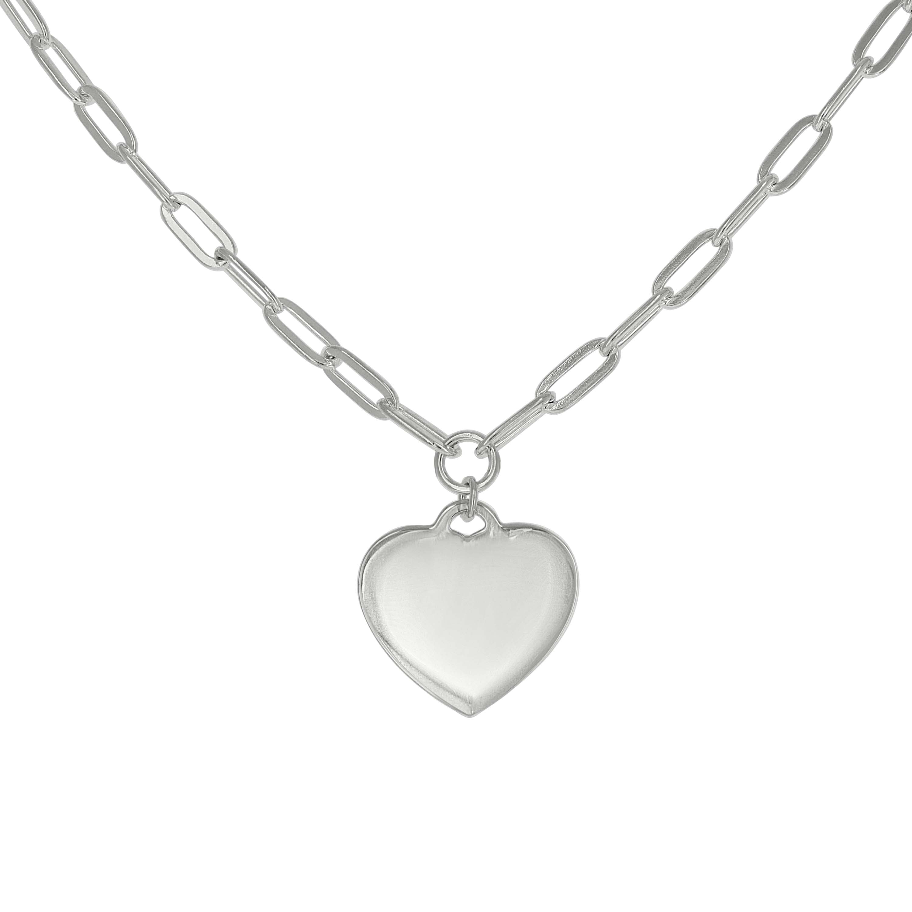 925 Sterling Silver Womens Heart Charm Necklace 16 Inches