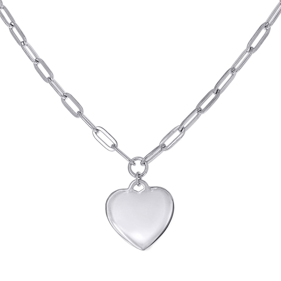 925 Sterling Silver Womens Heart Charm Necklace 16 Inches