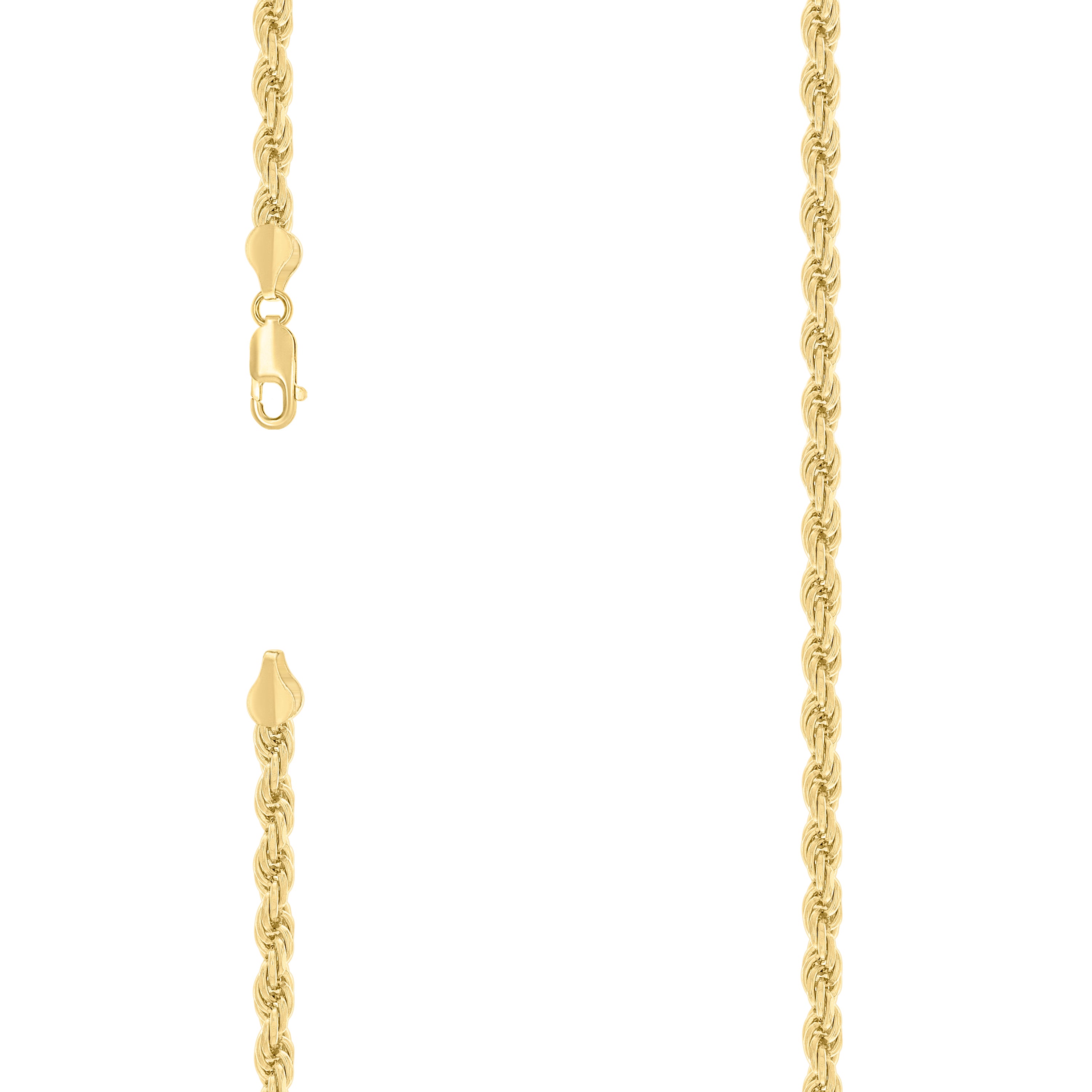 925 Sterling Silver Hollow Rope Chain Yellow 095 4.8mm-20