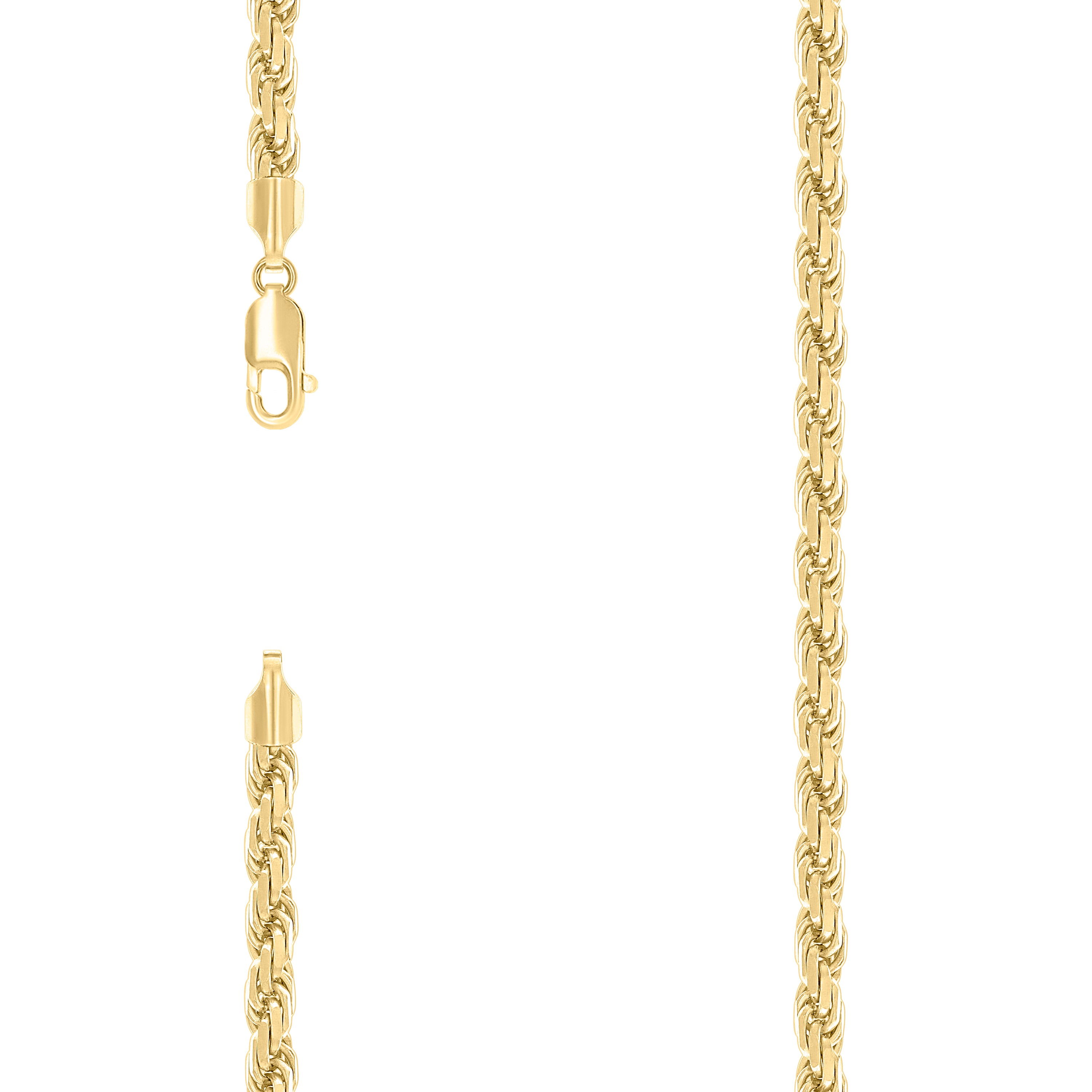 925 Sterling Silver Hollow Rope Chain Yellow 120 5.3mm-9