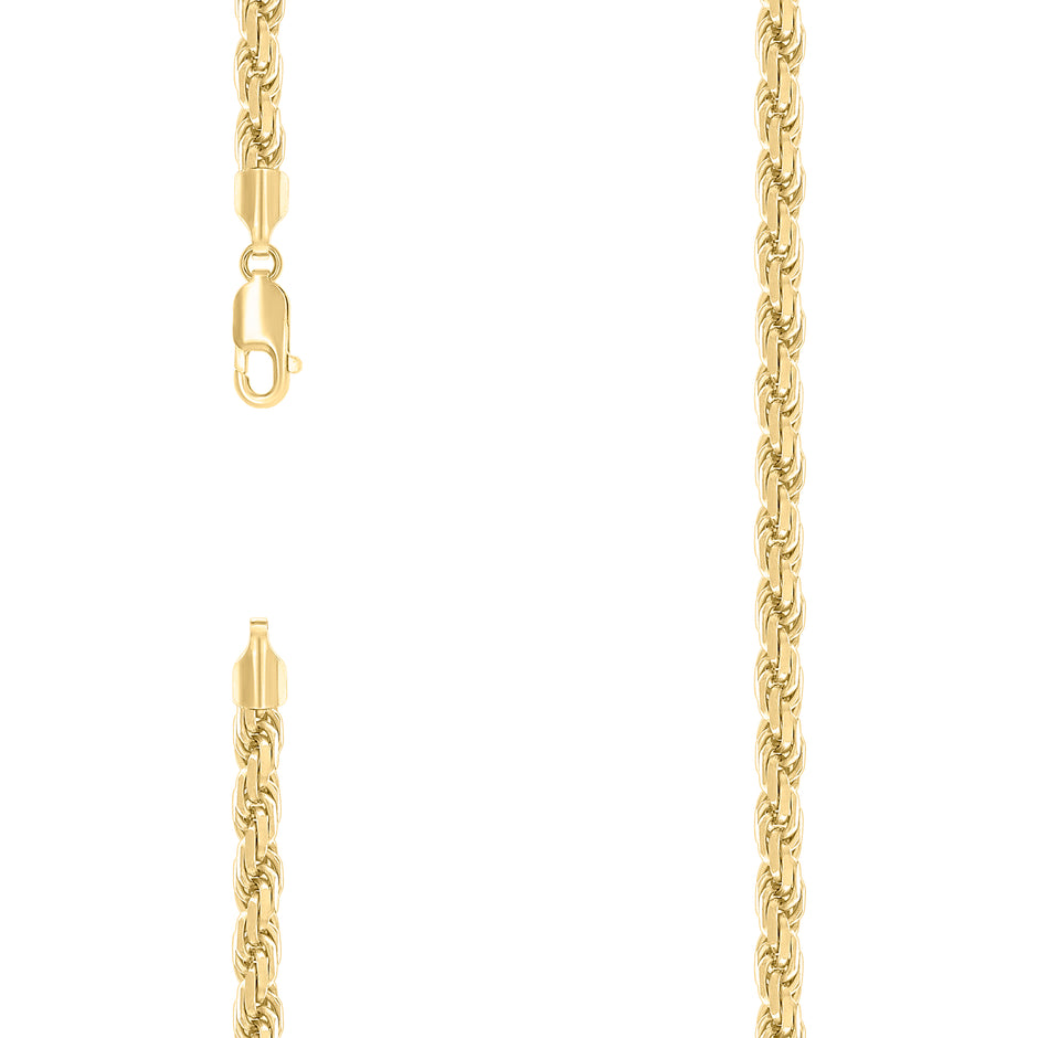 925 Sterling Silver Hollow Rope Chain Yellow 120 5.3mm-20" - SLV-140738