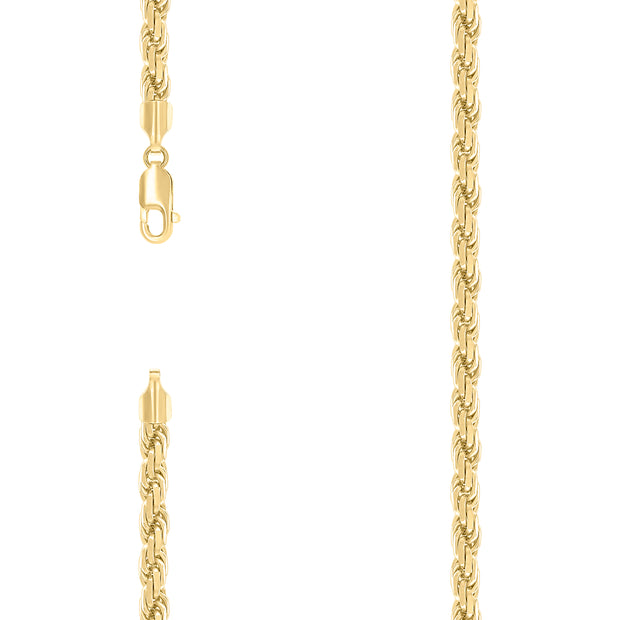 925 Sterling Silver Hollow Rope Chain Yellow 120 5.3mm-9"