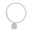 925 Sterling Silver Womens Good Luck Clover Charm Beaded Bracelet Size 7 Inches