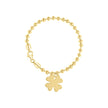 925 Sterling Silver Yellow-tone Womens Good Luck Clover Charm Beaded Bracelet Size 7 Inches