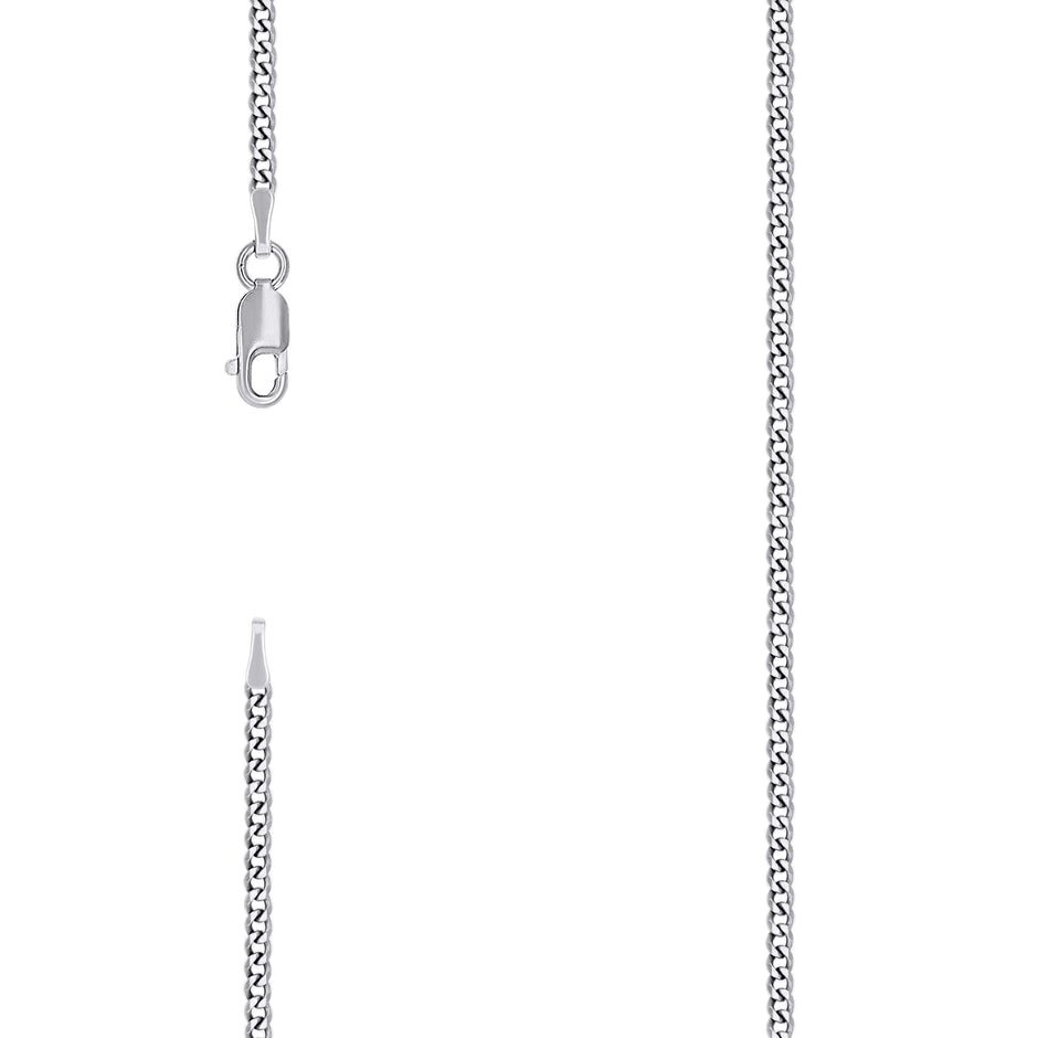 925 Sterling Silver Solid Super Flat Cuban Chain Rhodium 060 2.3mm-7
