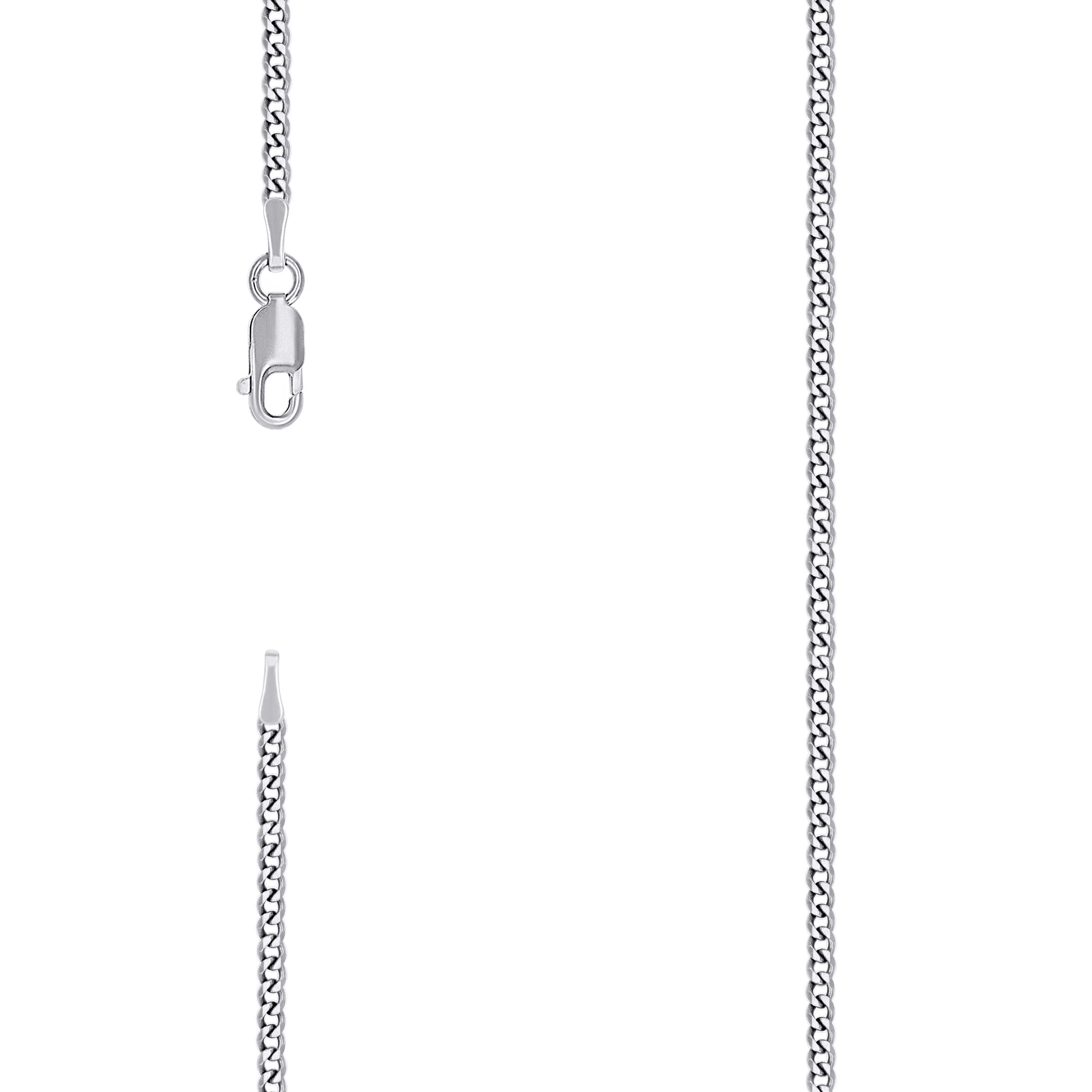 925 Sterling Silver Solid Super Flat Cuban Chain Rhodium 060 2.3mm-8 - SLV-140777