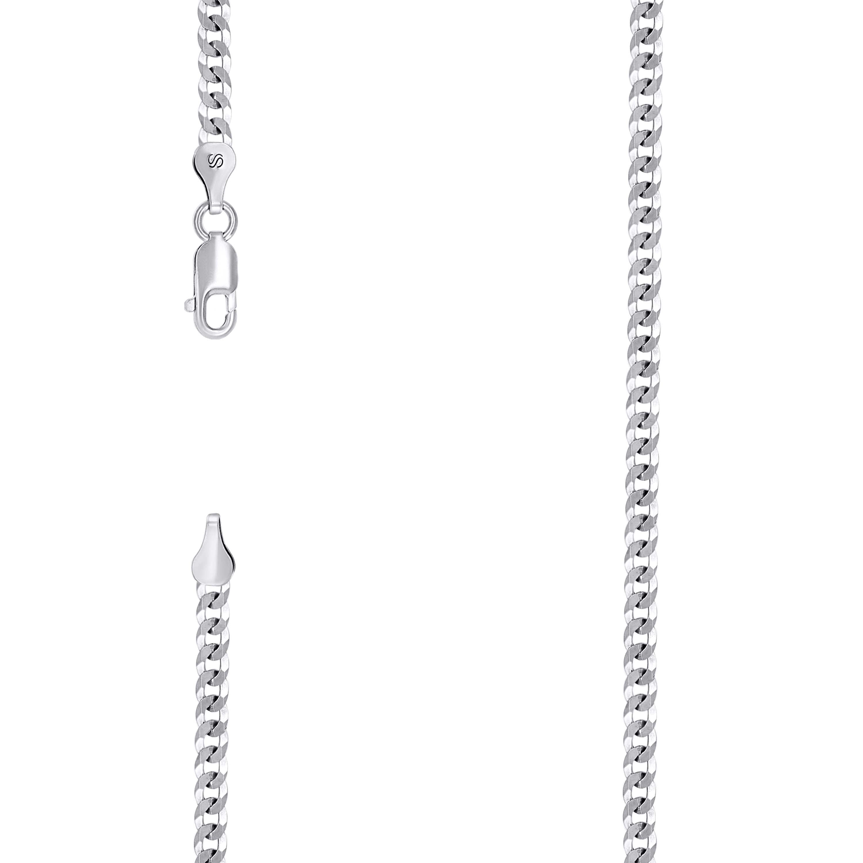 925 Sterling Silver Solid Super Flat Cuban Chain Rhodium 080 3mm-24 - SLV-140793