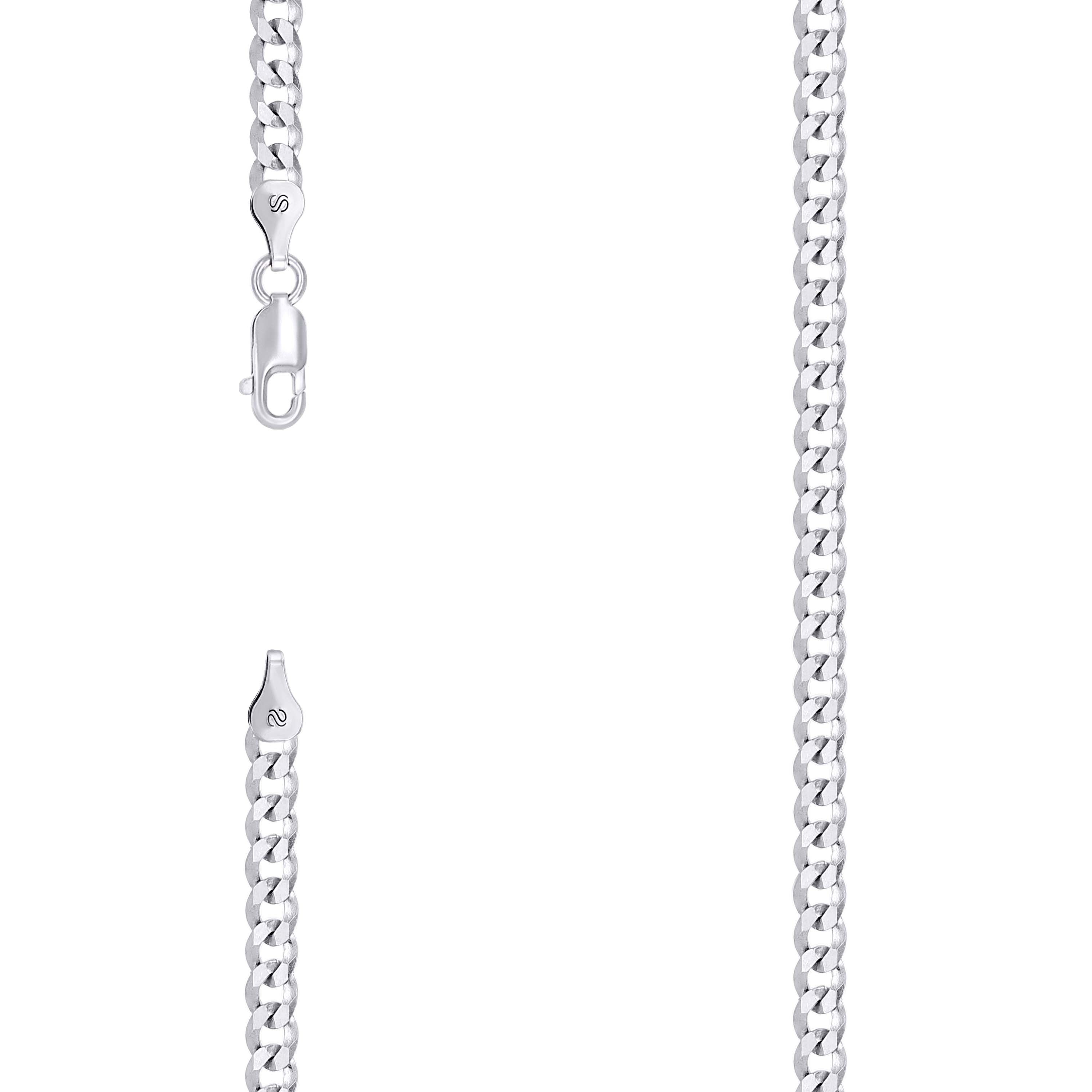 925 Sterling Silver Solid Super Flat Cuban Chain Rhodium 100 3.7mm-20 - SLV-140802