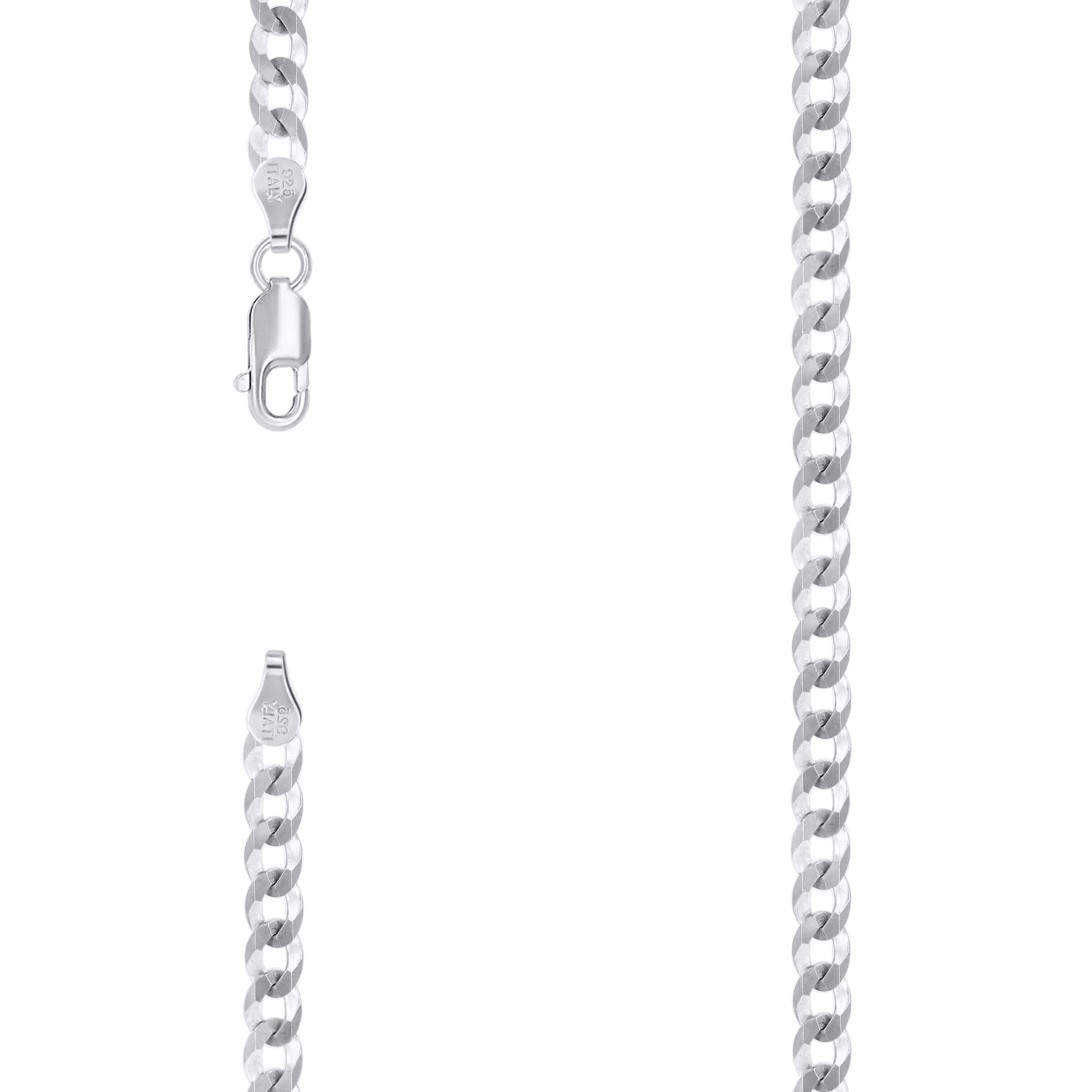 925 Sterling Silver Solid Super Flat Cuban Chain Rhodium 120 4.7mm-16 - SLV-140809
