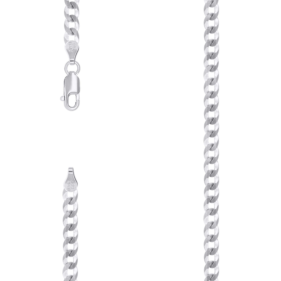 925 Sterling Silver Solid Super Flat Cuban Chain Rhodium 120 4.7mm-16 - SLV-140809