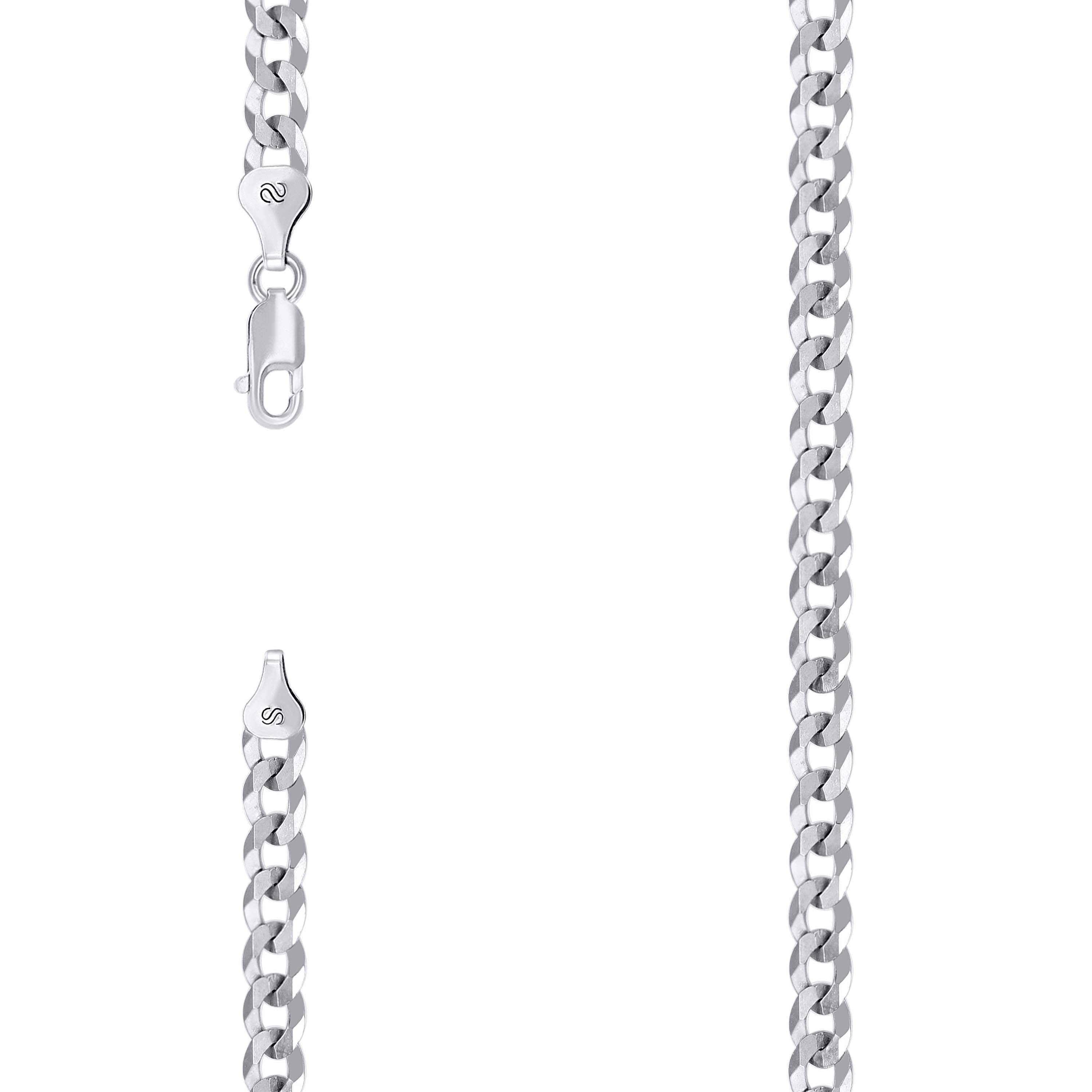 925 Sterling Silver Solid Super Flat Cuban Chain Rhodium 150 5.2mm-20 - SLV-140821