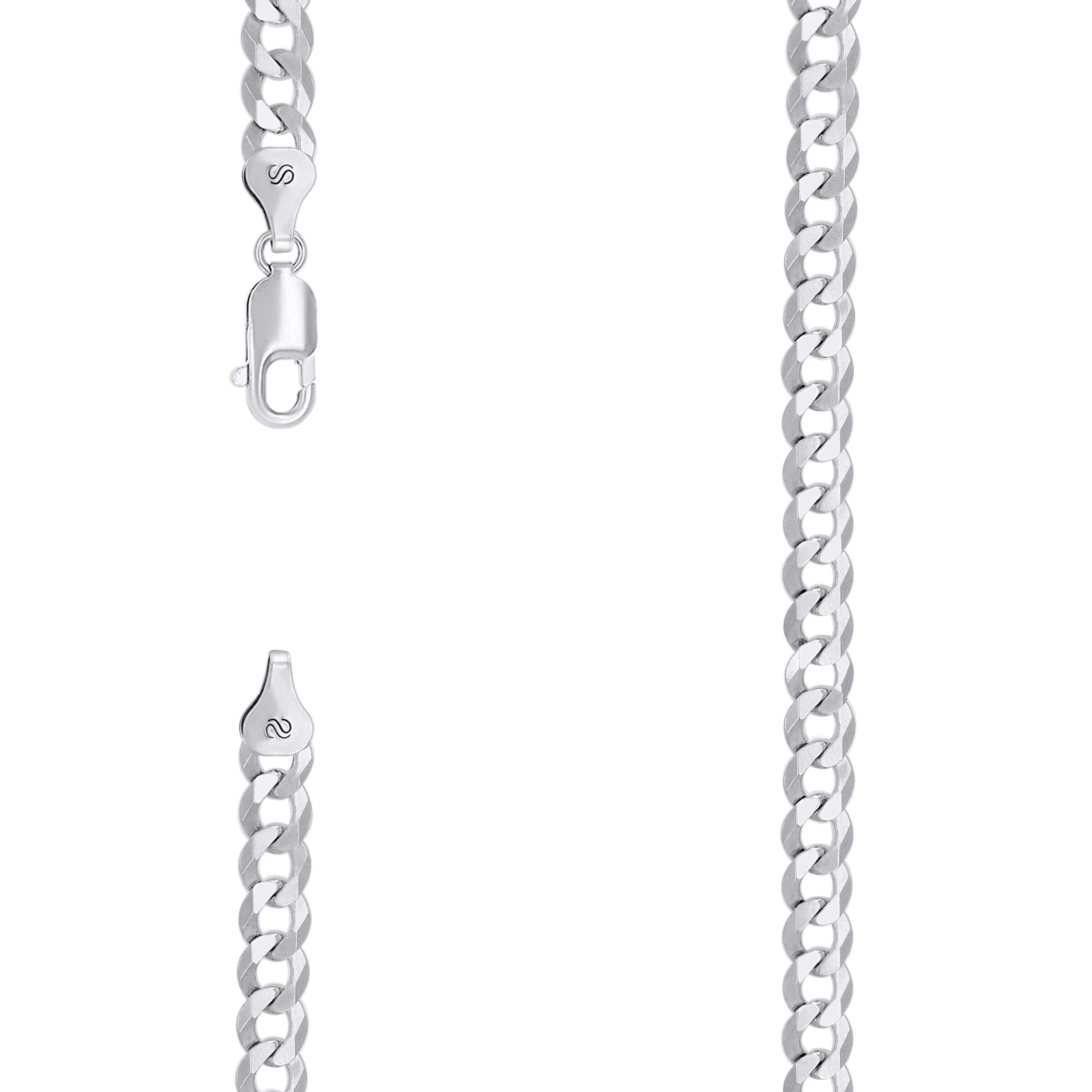 925 Sterling Silver Solid Super Flat Cuban Chain Rhodium 160 6mm-26 - SLV-140834