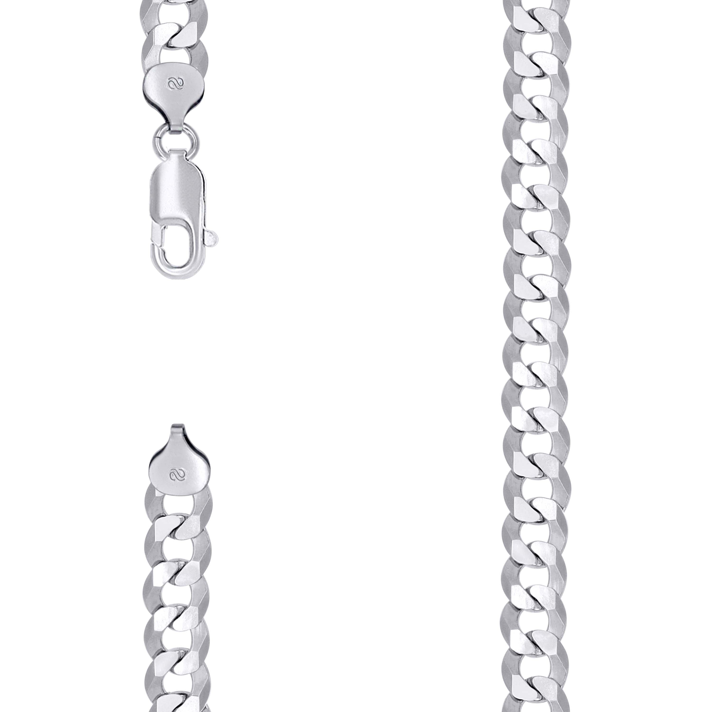 925 Sterling Silver Solid Super Flat Cuban Chain Rhodium 250 8.6mm-22 - SLV-140861